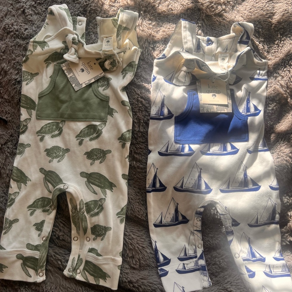 Lot of 2 BRAND NEW with tags Kate Quinn Rompers 🐢⛵️